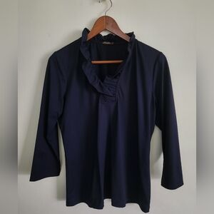 j mclaughlin Durham Ruffle Top Size Med Navy